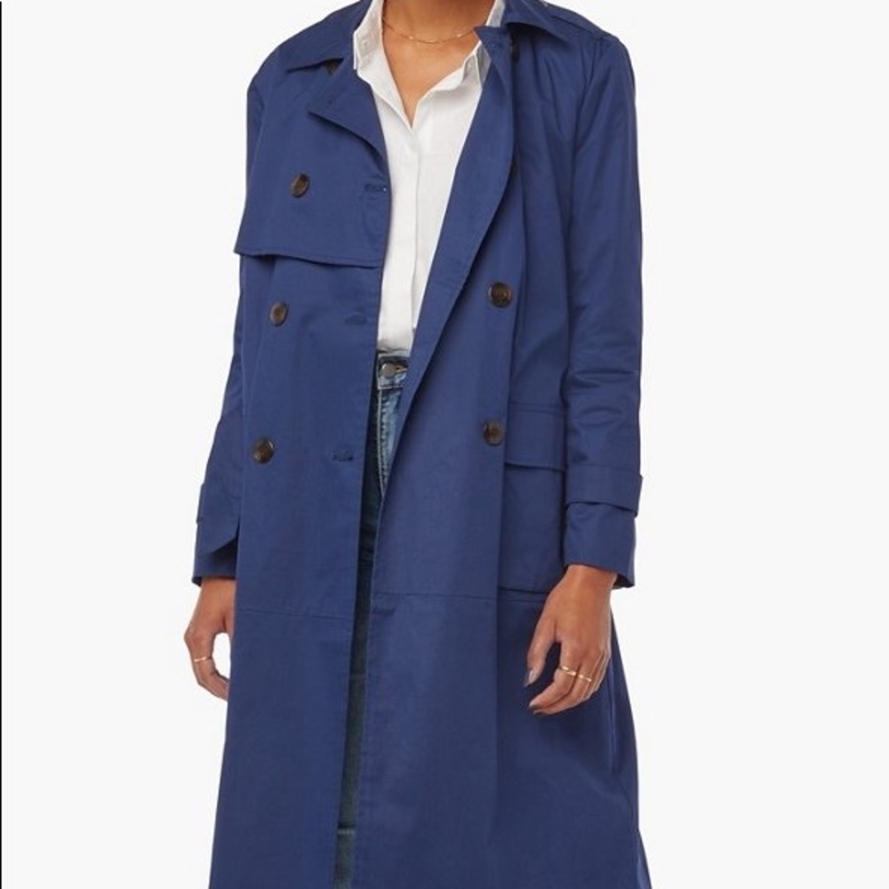 Blue Double Breasted Trench Coat